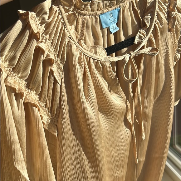 CeCe Yellow Gold Ruffle Sleeve Top - Picture 4 of 5